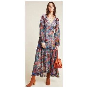Maeve Anthropologie Multicolor Floral Maxi Dress Sz-10